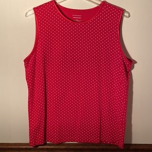 Christopher & Banks Red and White Polka Dot Sleeveless Tee